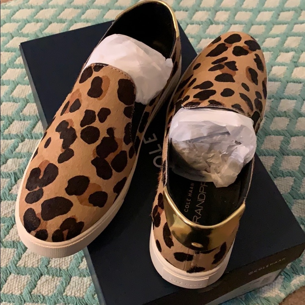 NWT! Cole Haan GrandPro — Jaguar Leopard Calf Hair, 10W — WIDE WIDTH